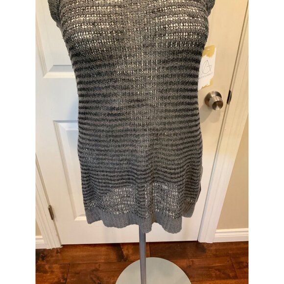 MM. LAFLEUR Gray Striped Loose Knit Tank Top, Size XS - Picture 3 of 7